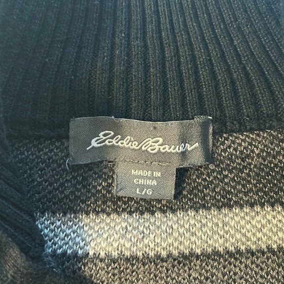 Eddie Bauer Women’s Fair Isle Zip Cardigan Size L Gray Winter Nordic Layers Ski - Picture 2 of 11